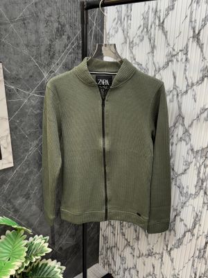 ZARA.IMPORTED.KNITTED.FABRIC.SIDE.METAL.LOGO.VERY.PREMIUM.ZIPPER.JACKET.CS165