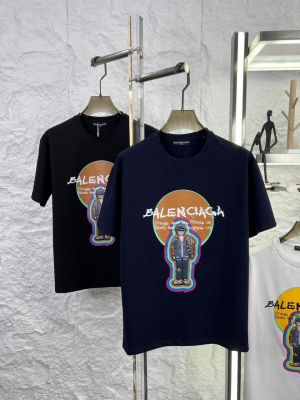 BALENCIAG_A NAVY BLUE PREMIUM IMPORTED FRONT PRINTED TSHIRT
