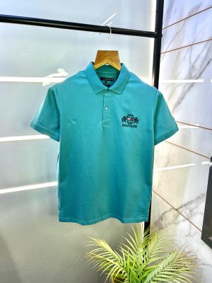 Tommy_Hilfiger Teal Polo Premium Collar Neck T-shirt F2688-TE
