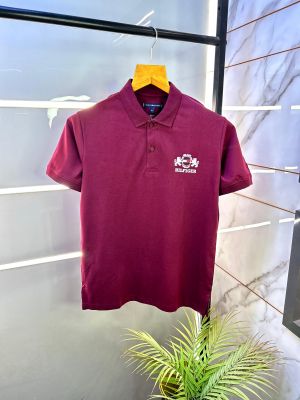 Tommy_Hilfiger Wine Polo Premium Collar Neck T-shirt F2688-WI