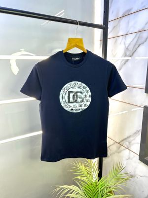 Dolce & Gabban a Navy Imported Sticker Round Neck T-shirt F2648-NY