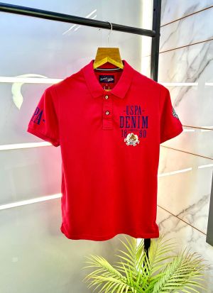 Us Polo Red Collar Neck Imported Premium T-shirt F2731-RE