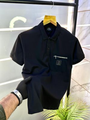 Arman_i Exchange Black Polo Premium Collar Neck T-shirt F2800-BL