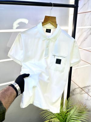 Arman_i Exchange White Polo Premium Collar Neck T-shirt F2800-WH