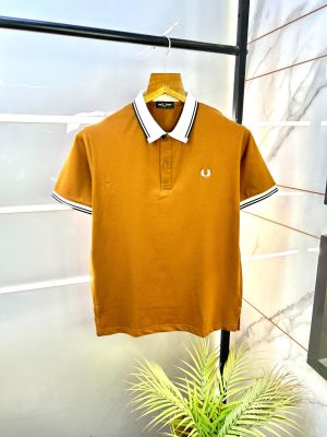 Fred Perry Tan Polo Premium Collar Neck T-shirt F2687-TA