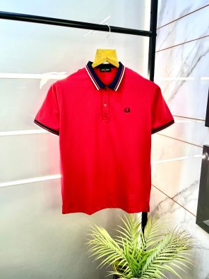 Fred Perry Red Polo Premium Collar Neck T-shirt F2687-RE