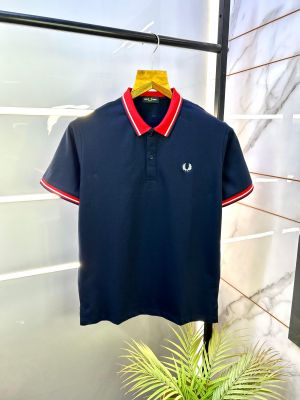 Fred Perry Navy Polo Premium Collar Neck T-shirt F2687-NY