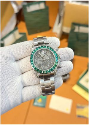 Role_x Oyster Perpetual Daytona Chosmograph Rainbow Silver-Green