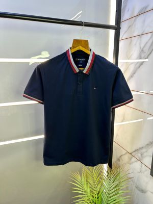 Tommy_Hilfiger Navy Polo Premium Collar Neck T-shirt F2594-NY
