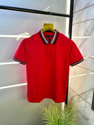 Tommy_Hilfiger Red Polo Premium Collar Neck T-shirt F2594-RE