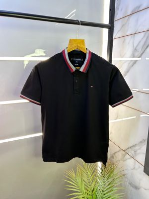 Tommy_Hilfiger Black Polo Premium Collar Neck T-shirt F2594-BL