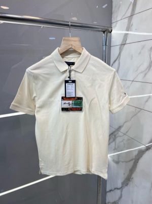 Tommy Hilfige r Beige Premium Polo TShirt with 240 gsm interlock cotton lycra fabric with Emboss Logo 1969