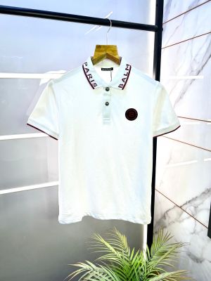 Balmai n Paris Logo White Premium Collar Neck Polo T-shirt F2882-W4