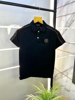 Balmai n Paris Logo Black Premium Collar Neck Polo T-shirt F2882-B2