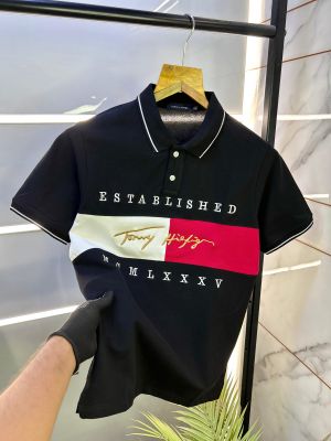 Tommy_Hilfiger Black Embroidery Print Premium Polo T-shirt F2459-BL