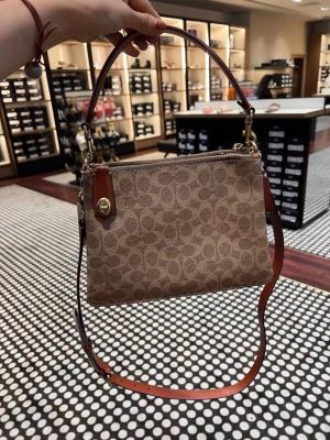 Coach_Double_Zip_Signature_Canvas_Leather_ShoulderBag_With_CarryBag_DustCover