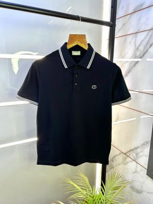 Christian Dio r Black Premium Collar Neck Polo T-shirt F2918-BL