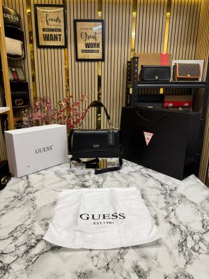 Guess Noelle Crossbody Flap Bag With Box And Dust Bag Including Carry Bag (Black)