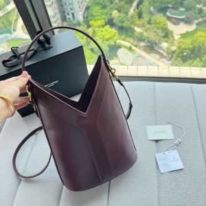 Ysl Y top handle bucket bag with dust bag(2535-burgundy)