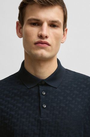 Hugo  Boss Navy Blue Monogram Premium Polo T-Shirt