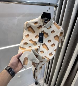 Hugo  Boss Beige Monogram Premium Polo T-Shirt