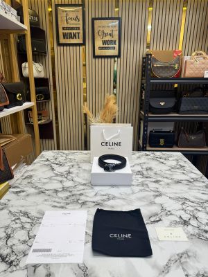 Celine Premium Quality Silver Buckle Leather Belt With Box And Dust Bag Including Carry Bag (4-2)