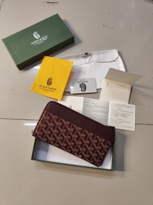 GOYARD_LONG_LEATHER_UNISEX_WALLET_WITH_OGBOX_CARDS_DUSTBAG_TAGS_F48_MAROON