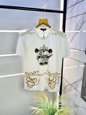 Balmai n Paris Designer Round Neck Super Premium White T-shirt With Brand Carry Bag F1863-WH