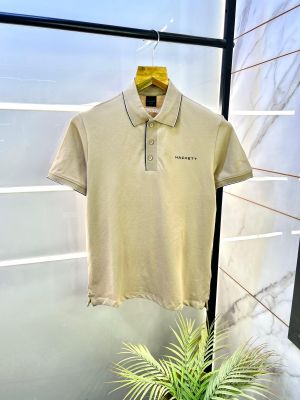 Aston Martin Hacket t Beige Polo Premium Collar Neck T-shirt F2698-BE