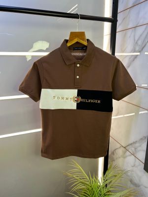 Tommy_Hilfiger Brown Embroidery Print Premium Polo T-shirt F2575-BR