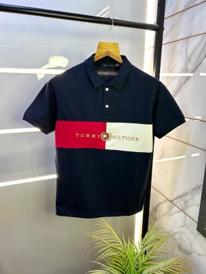 Tommy_Hilfiger Navy Embroidery Print Premium Polo T-shirt F2575-NY