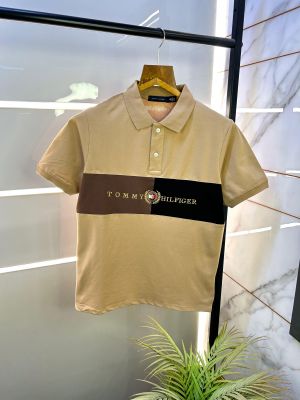 Tommy_Hilfiger Beige Embroidery Print Premium Polo T-shirt F2575-BE