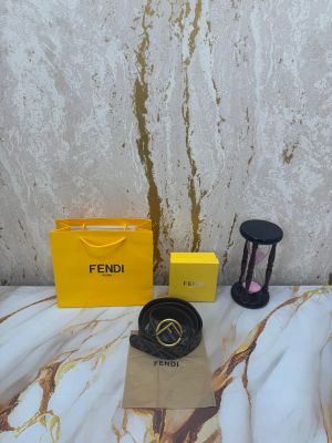 Fend_i Monogram Belt Gold Round Buckle Box And Dust Bag (F61-GG)(Coffee)