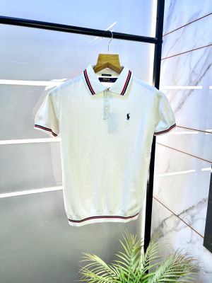 Ralph_Lauren Polo White knitted Premium Collar Neck T-shirt F2847-WH