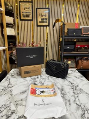 YSL SAINT LAURENT COLLEGE SILVER CHAIN BAG  DUBBLE BOX PACKING (10888)