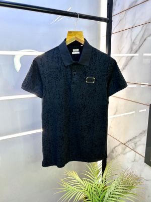 Loewe Logo Black Premium Back Printed Collar Neck Polo T-shirt F2802-BL