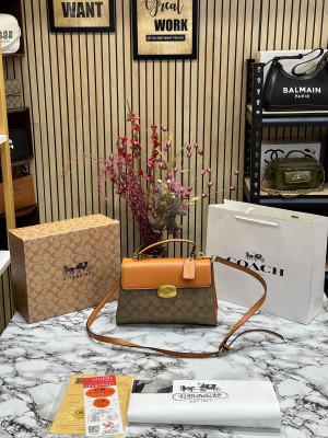 COAC_H ELIZA TOP HANDLE SLING WITH OG BOX AND DUST BAG WITH CARRY BAG (BROWN)