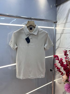 Hacket t Beige Premium 240 gsm interlock cotton lycra fabric Polo Tshirt with Emboss Design Logo 3010