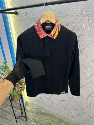 Versac_e Black 02 Polo Full Sleeves Premium Tshirt 478