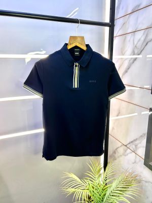 Hugo_Boss Navy Premium Collar Neck Polo T-shirt F2703-NY