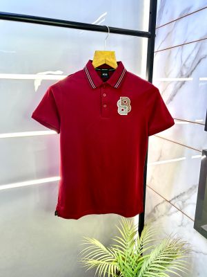 Hugo_Boss Maroon Premium Collar Neck Polo T-shirt F2703-MA
