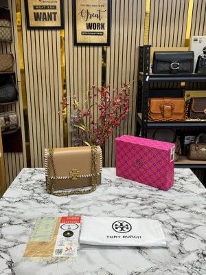 TORY_BURCH BROTCH SHOULDER BAG WITH OG BOX AND DUST BAG PREMIUM QUALITY (KHAKI)