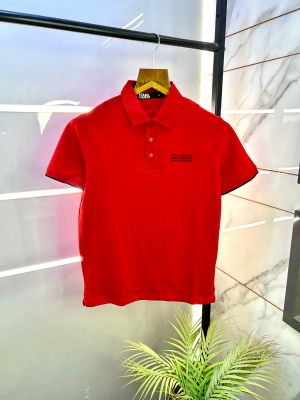 Karl Lagerfeld Red Polo Premium Collar Neck T-shirt F2779-RE