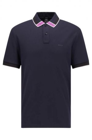 Hugo  Boss Navy Blue Collar Logo Premium Polo T-Shirt
