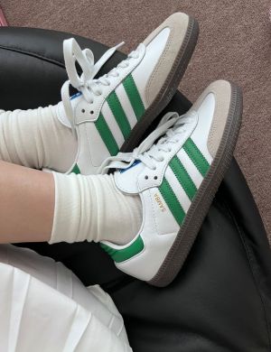 Adida.s Samba White Green Women Leather Quality 