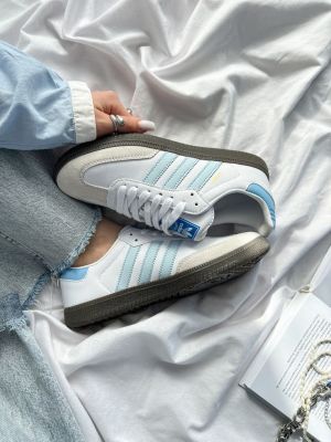 Adida.s Samba Sky Blue Women Leather Quality 