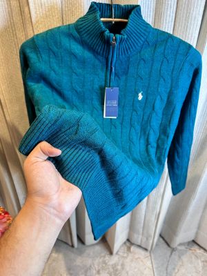 RALPH LAURE_N BLUE POLO KNITTED PULLOVER 