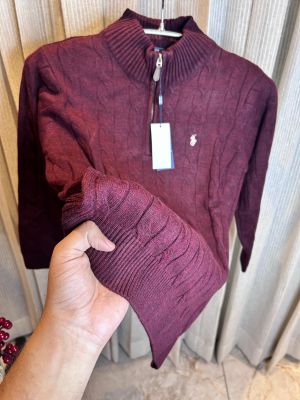 RALPH LAURE_N MAROON POLO KNITTED PULLOVER 