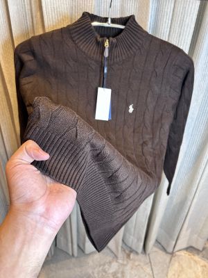 RALPH LAURE_N BROWN POLO KNITTED PULLOVER 