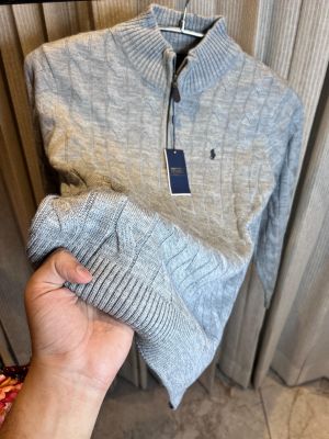 RALPH LAURE_N GREY POLO KNITTED PULLOVER 